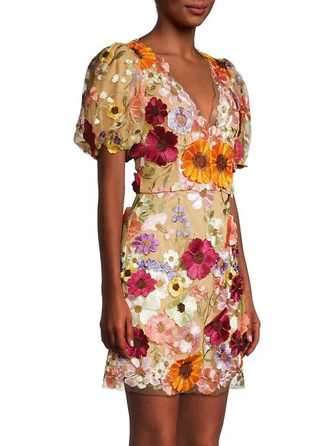 Rosalind Floral Applique Minidress