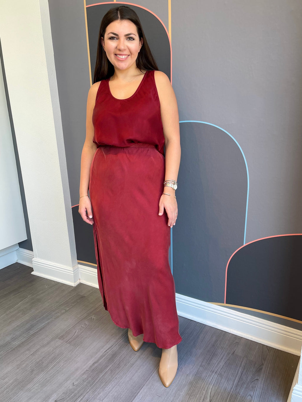 Asymmetric Side Slit Bias Skirt