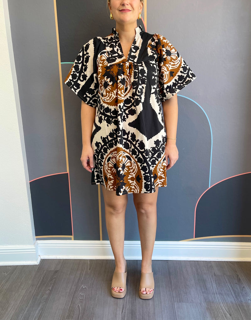 Nicola Dress - Ysla Nero Tabacco