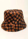Furry Checkered Bucket Hat
