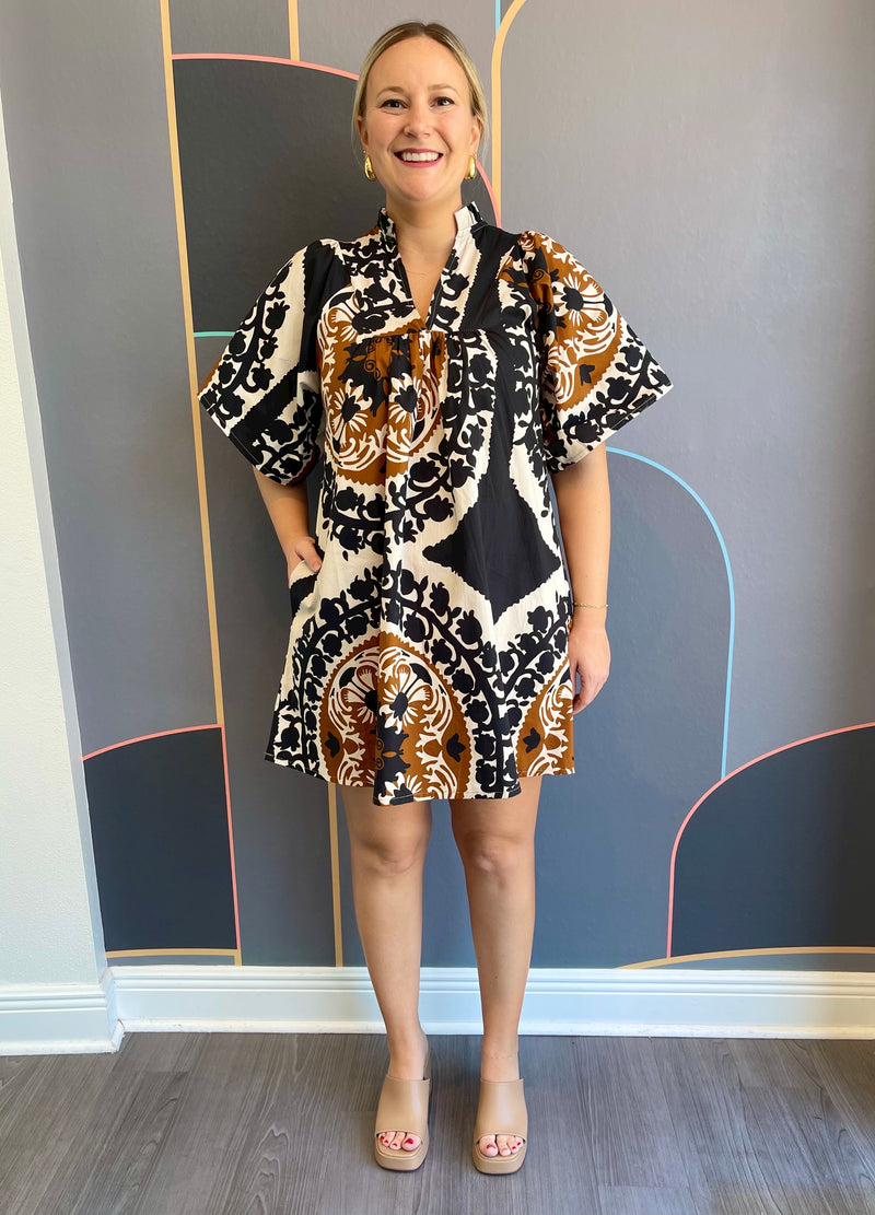 Nicola Dress - Ysla Nero Tabacco