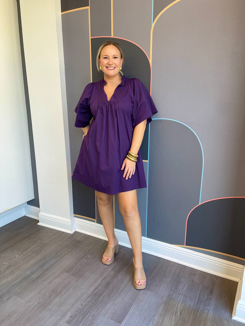 Nicola Babydoll Dress - Purple