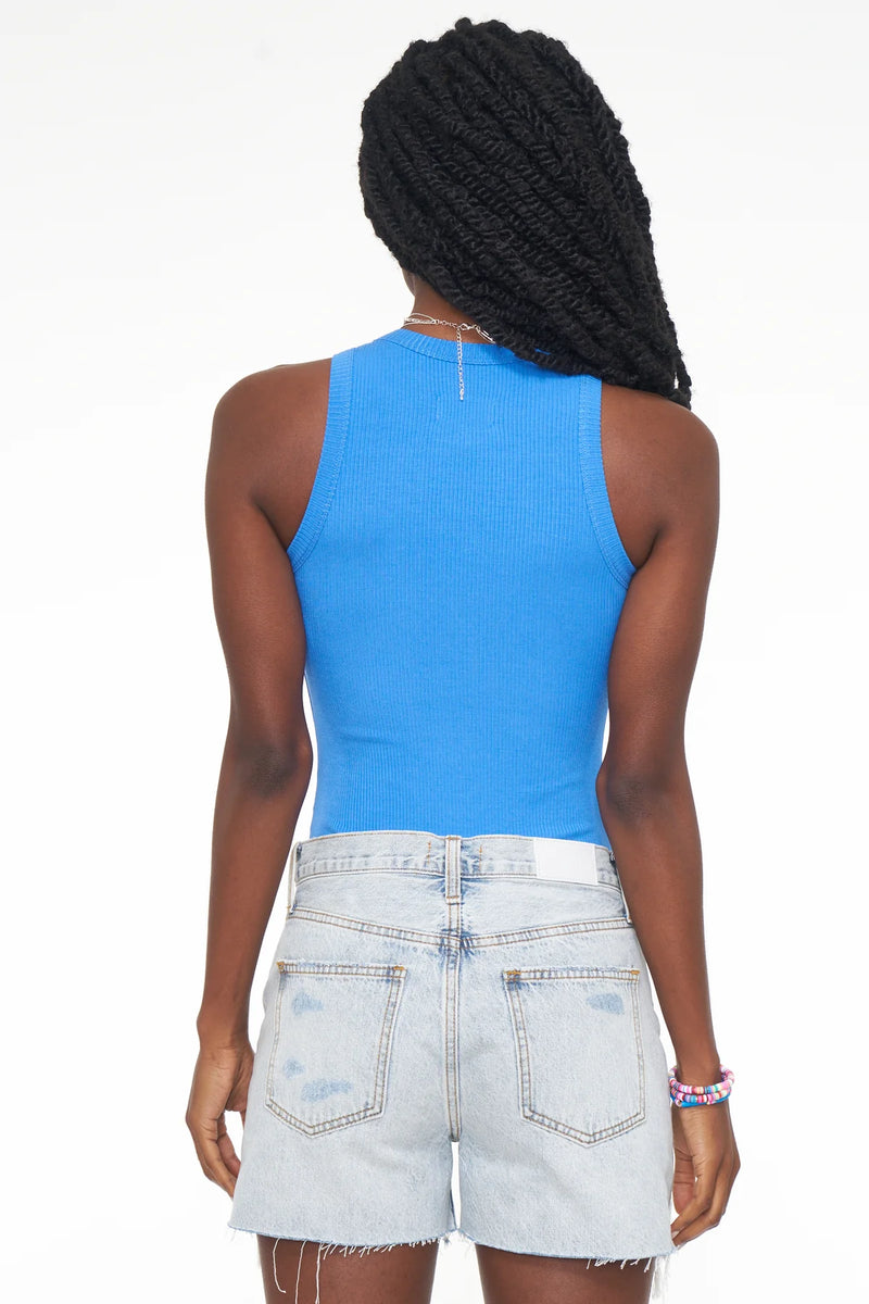 Blake Sleeveless Crew Neck Thong Bodysuit - Azure Blue