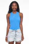 Blake Sleeveless Crew Neck Thong Bodysuit - Azure Blue