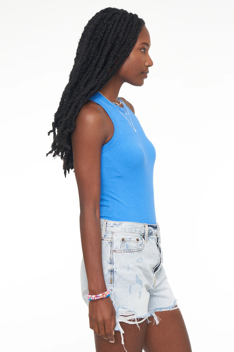 Blake Sleeveless Crew Neck Thong Bodysuit - Azure Blue