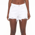 Nova High Rise Relaxed Cut Off Shorts - Pearl Distressed