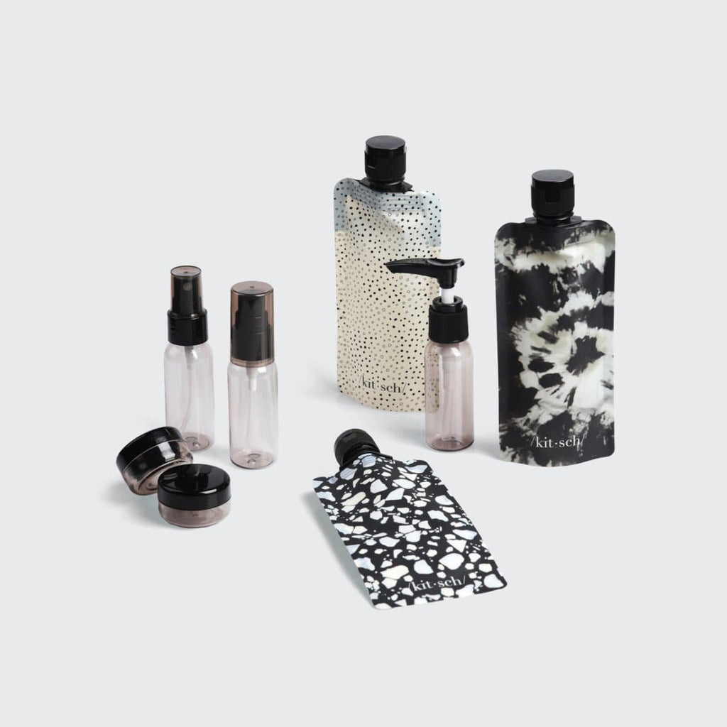 Refillable Ultimate Travel 11pc Set - Black & Ivory