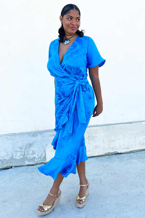 Jacquard Wrap Midi Dress