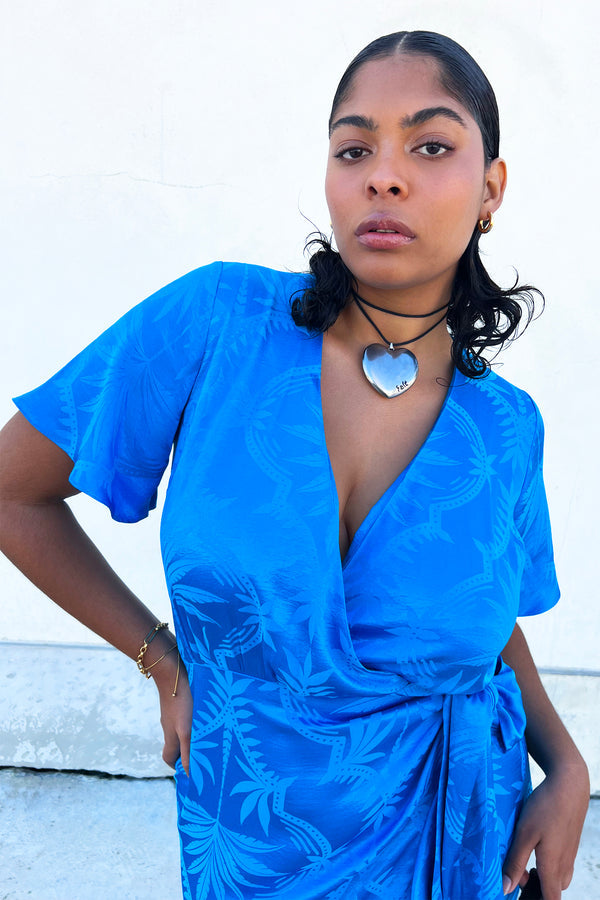 Jacquard Wrap Midi Dress