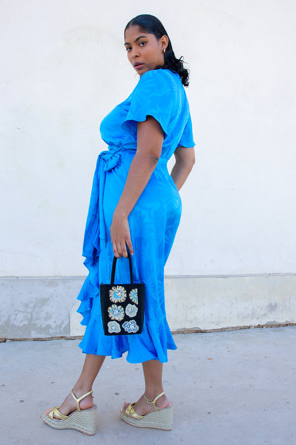 Jacquard Wrap Midi Dress