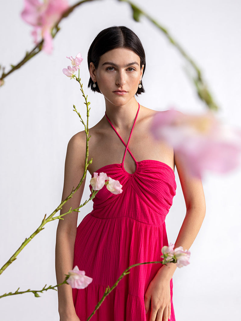 Tiered Halter Neck Dress