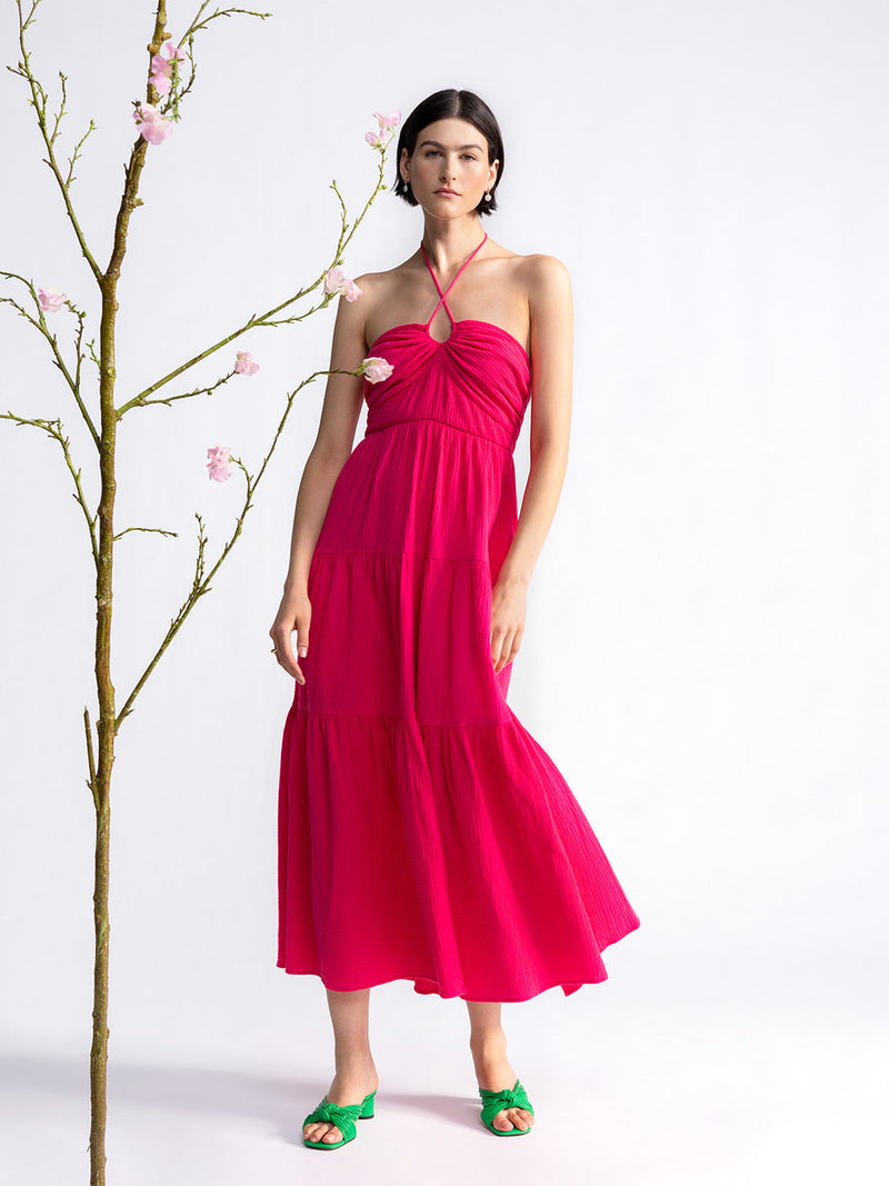 Tiered Halter Neck Dress
