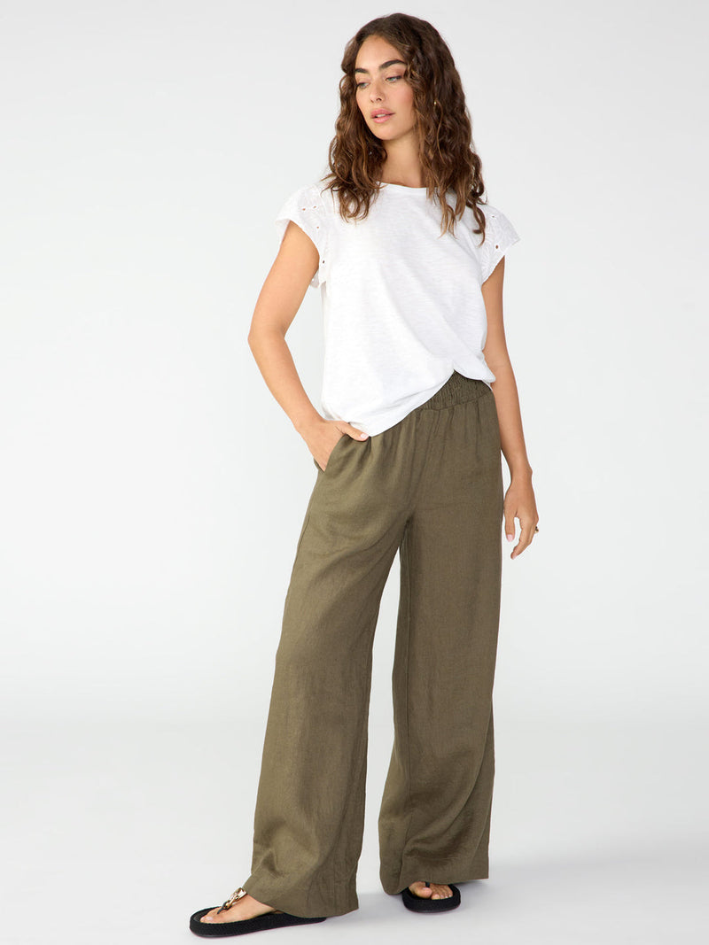 Smocked Wide Leg Pant