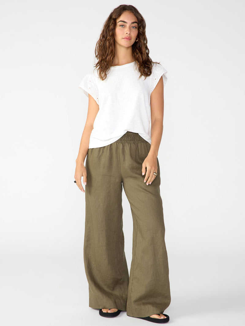 Smocked Wide Leg Pant