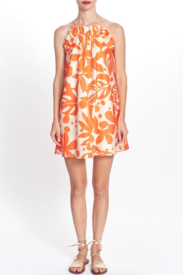 Harper Ruffle Neck Mini Dress - Firecracker