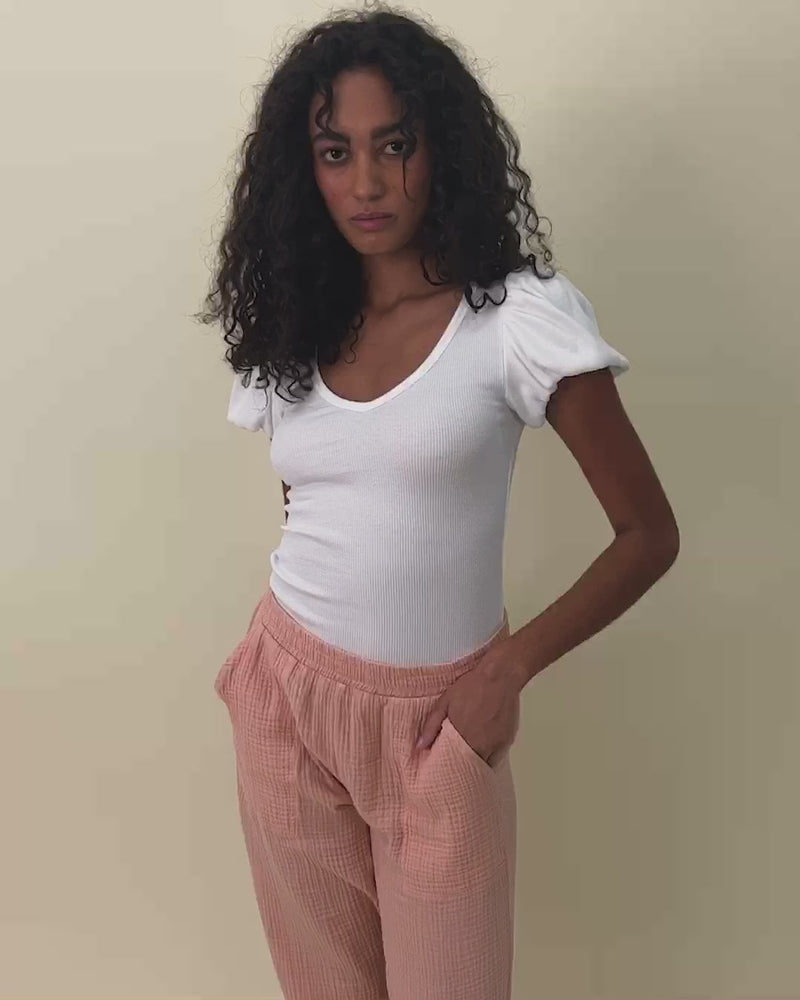 Nico Puff Sleeve V-neck Tee