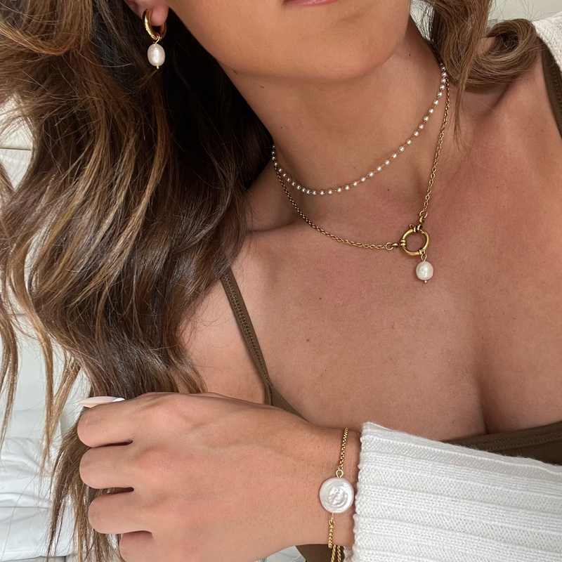 Melrose Mini Hoop Pearl Earring