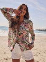 Full Button Down Hipster Shirt - Oasis Floral