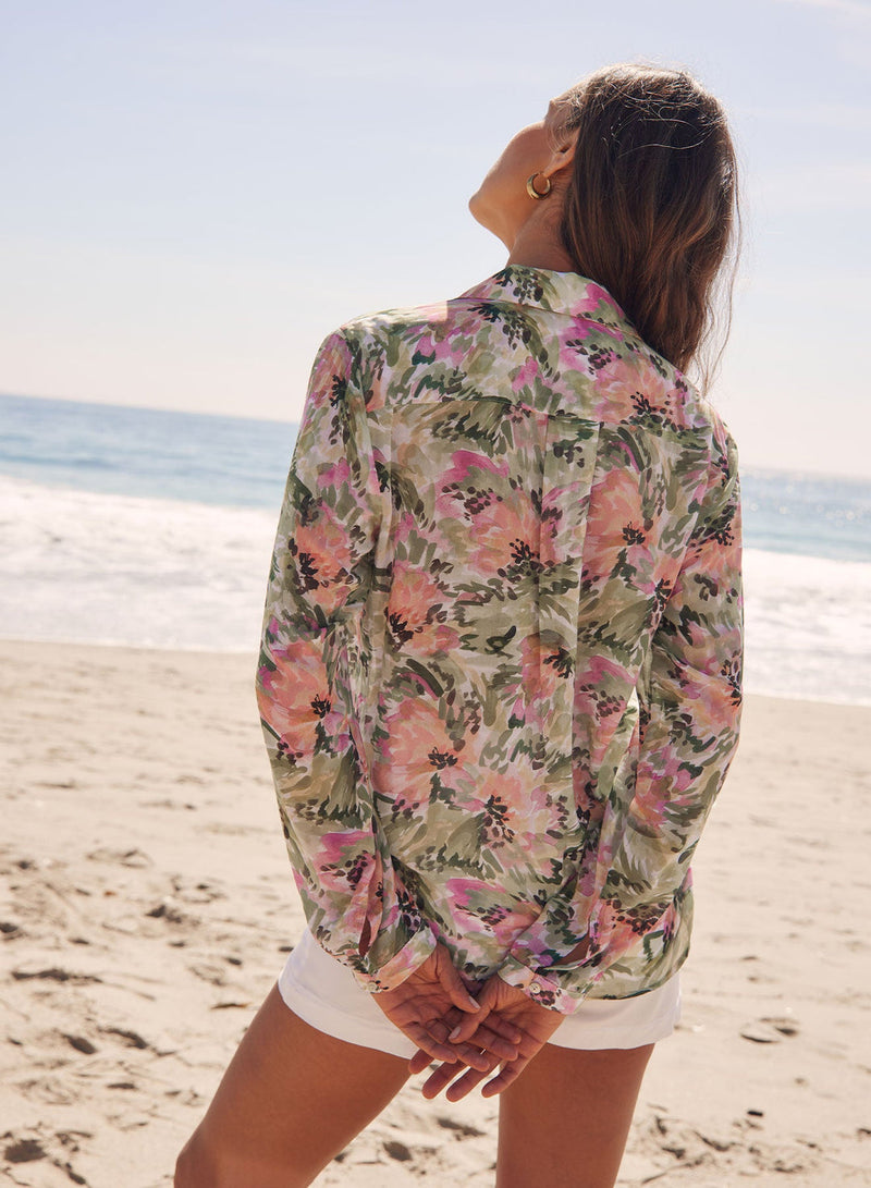 Full Button Down Hipster Shirt - Oasis Floral