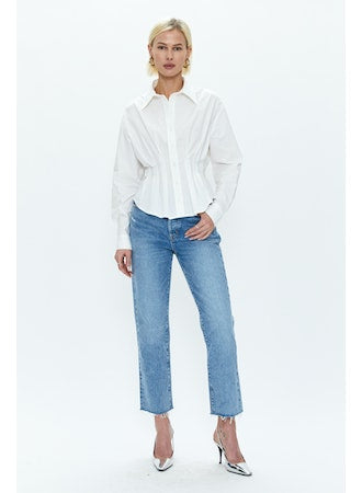 Julie Pleated Button Down