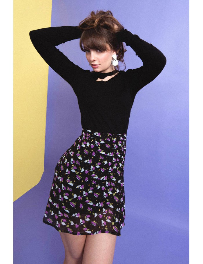 Printed Slit Mini Skirt