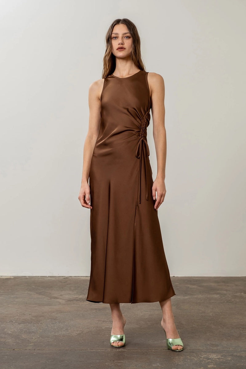 Sleeveless Satin Midi Dress