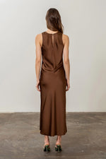 Sleeveless Satin Midi Dress
