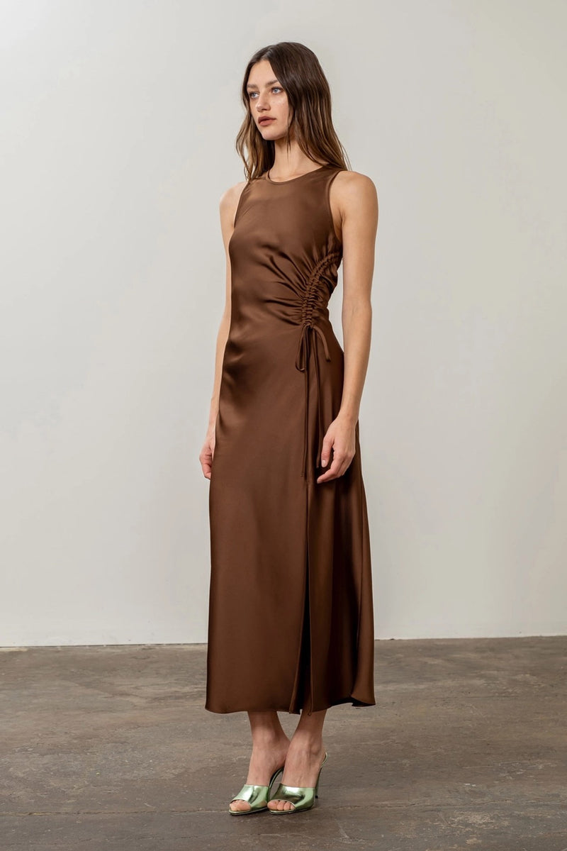 Sleeveless Satin Midi Dress