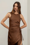 Sleeveless Satin Midi Dress
