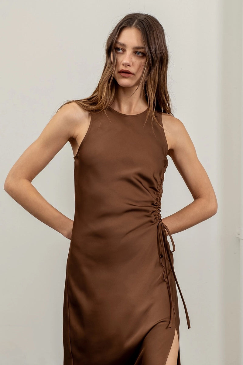 Sleeveless Satin Midi Dress