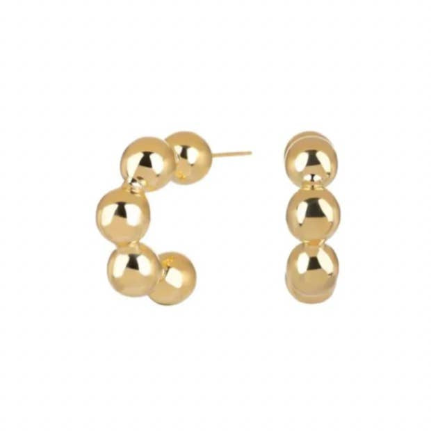 Gold Bola Hoop Earring