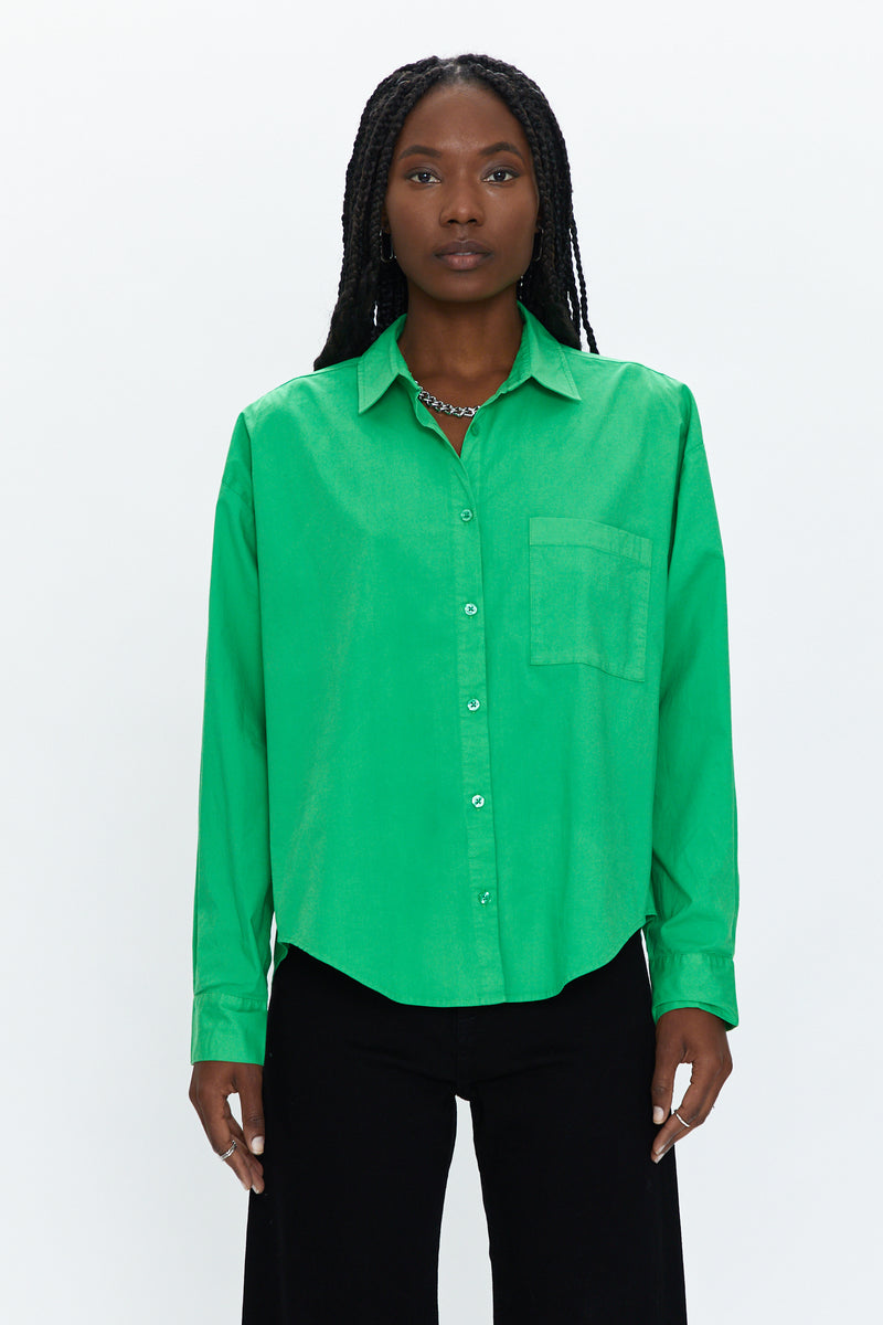 Sloane Oversizxed Button Down Shirt - Green Apple