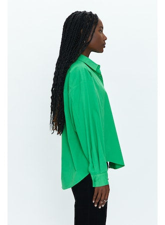 Sloane Oversizxed Button Down Shirt - Green Apple