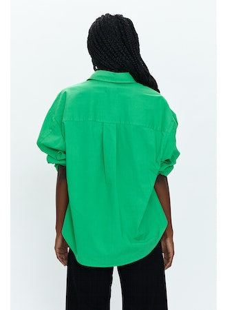 Sloane Oversizxed Button Down Shirt - Green Apple