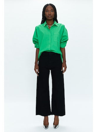Sloane Oversizxed Button Down Shirt - Green Apple