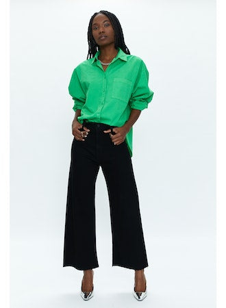 Sloane Oversizxed Button Down Shirt - Green Apple
