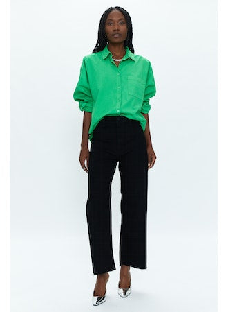 Sloane Oversizxed Button Down Shirt - Green Apple