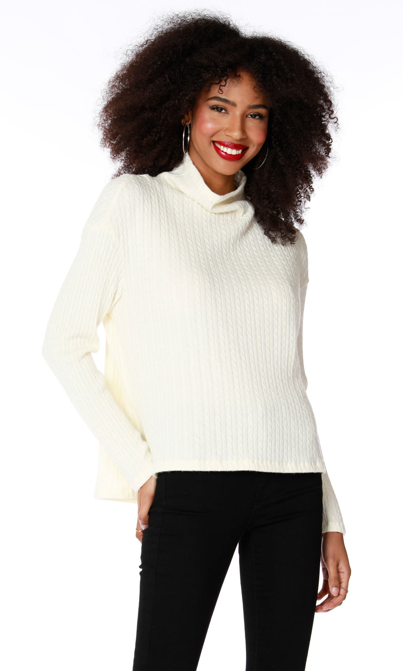 Hi-Low Hem Mock Turtleneck Top