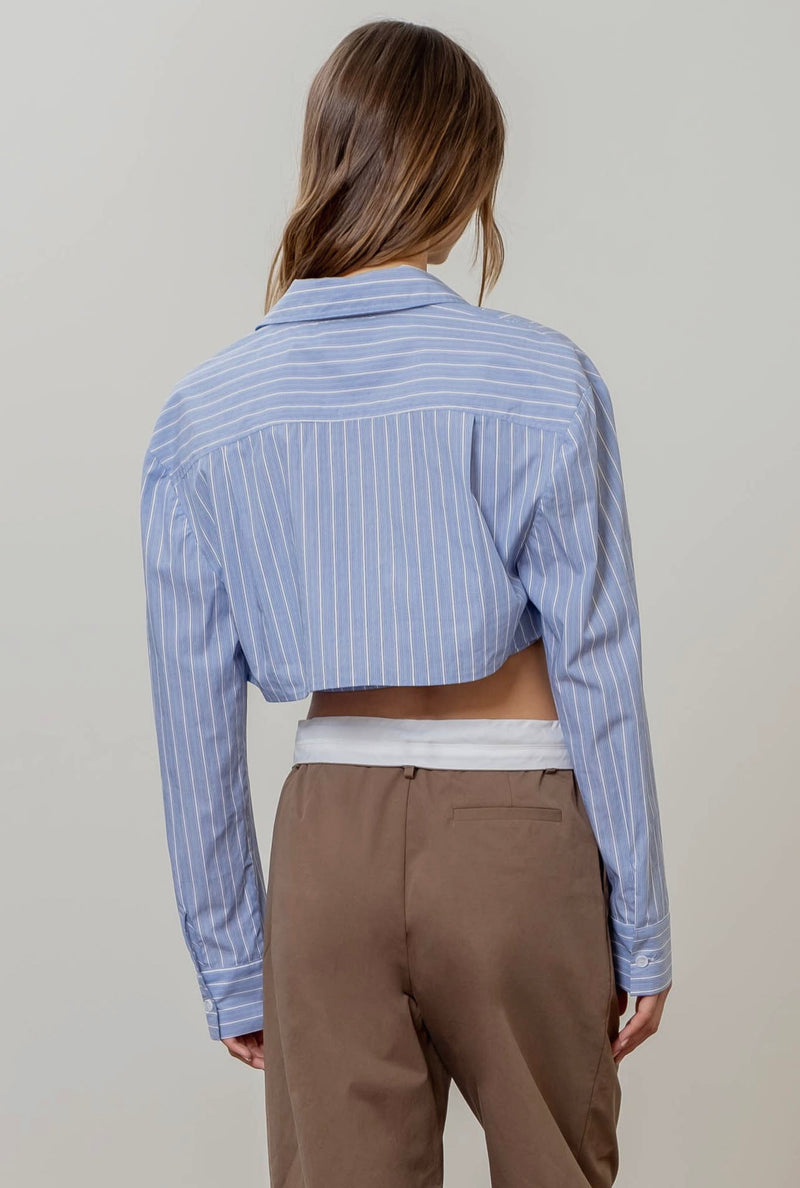 Stripe Crop Shirt Set