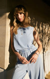 Sloane Jersey Muscle Tank - Washed Indigo