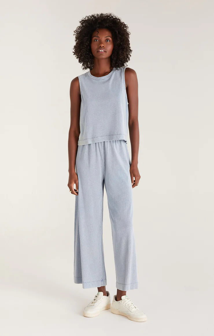 Sloane Jersey Muscle Tank - Washed Indigo