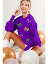 Mardi Gras Sequin Bow Sweater