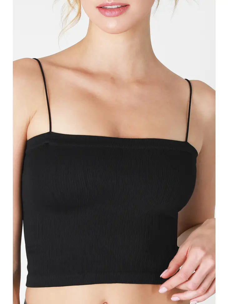 Skinny Strap Ribbed Cropped Cami