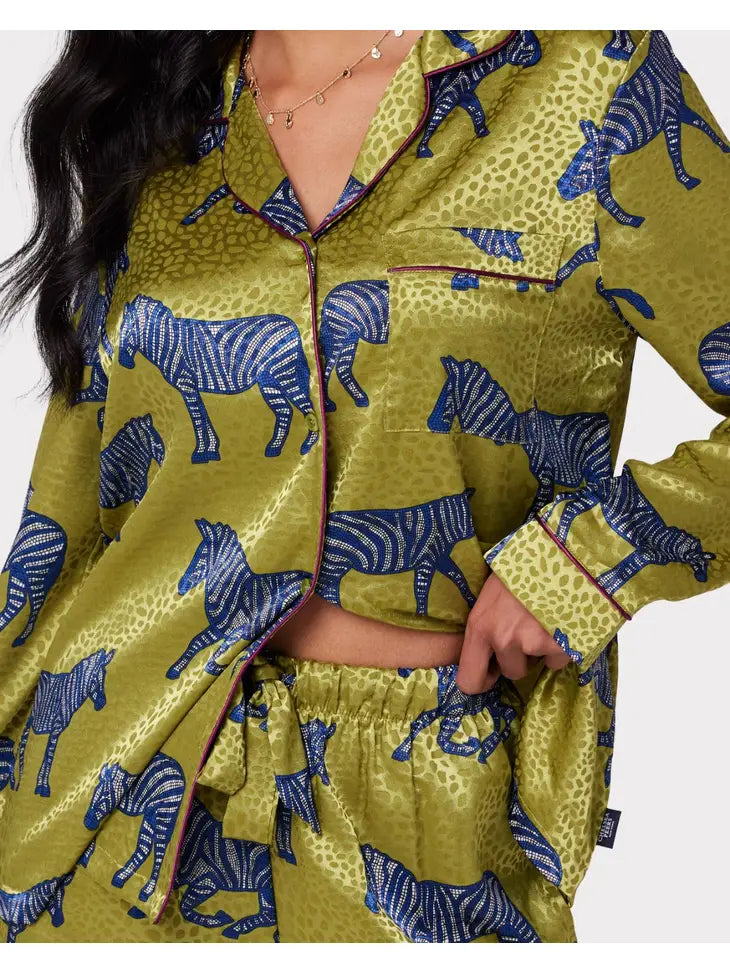 Jacquard Green Zebra Pajama Set