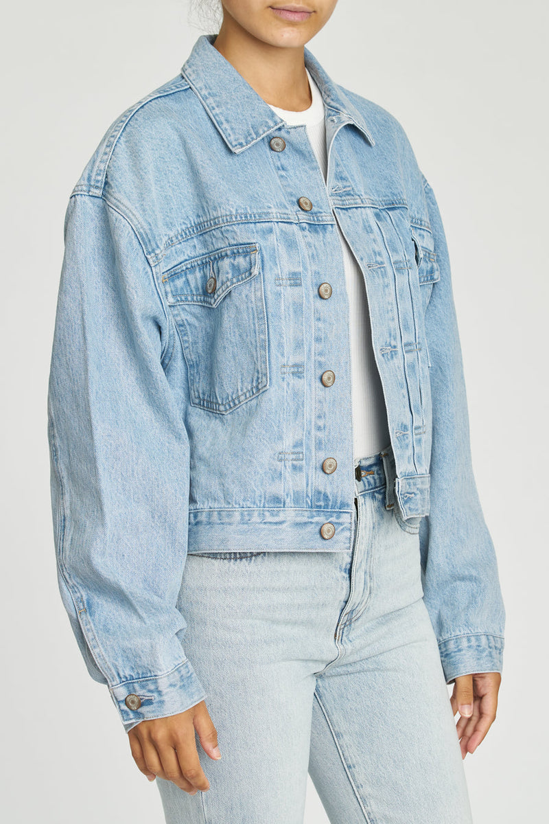Shelby Oversized Pleated Trucker Jacket - Secret Garden