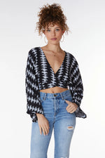 Kimono Sleeve Tie Front Top