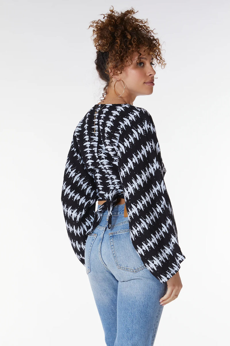 Kimono Sleeve Tie Front Top