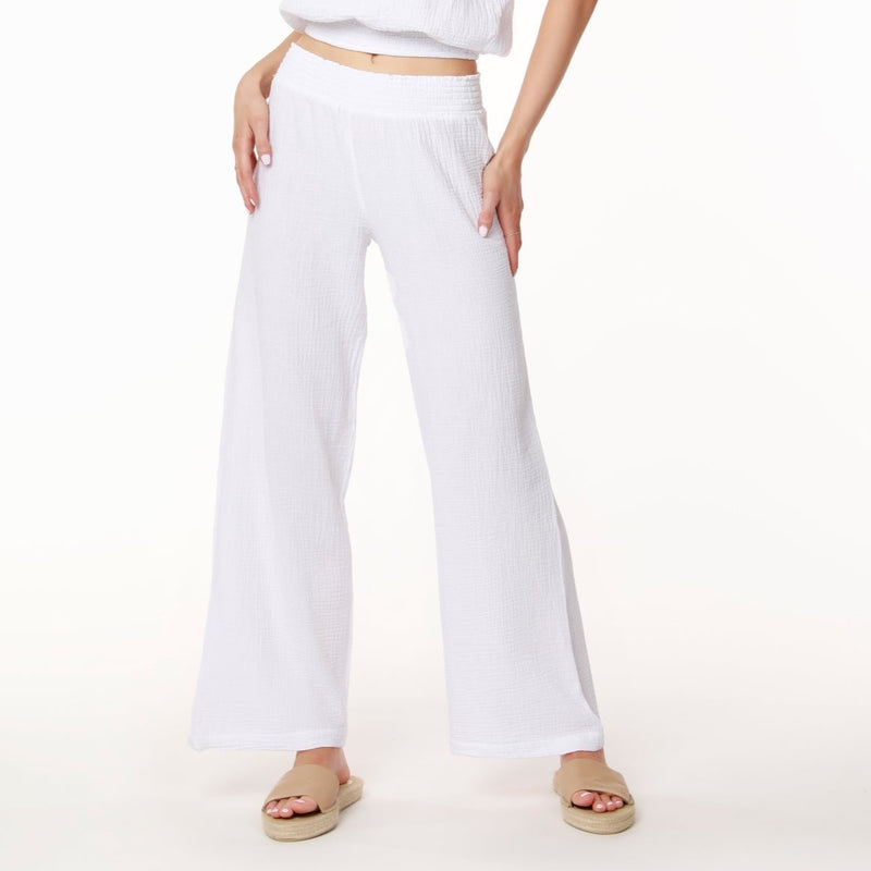 Smocked Waist Wide Leg Pant