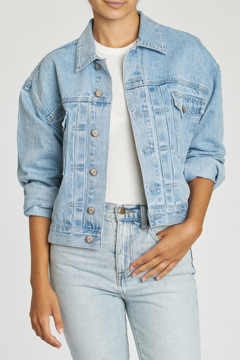 Shelby Oversized Pleated Trucker Jacket - Secret Garden