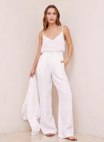 Pleated Wide Leg Linen Trouser